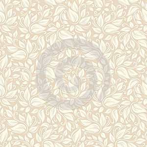 Seamless beige floral pattern. Vector illustration.