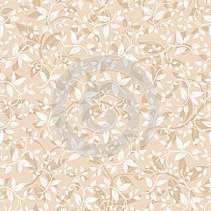 Seamless beige floral pattern. Vector illustration. photo