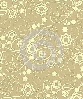 Seamless with beige flowers