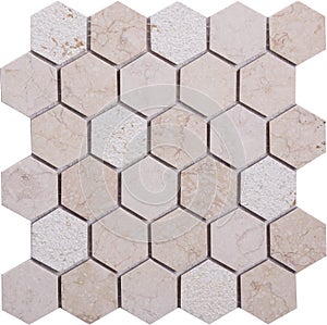 Seamless Beige hexagon marble Mosaic pattern