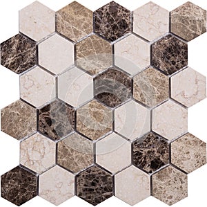 Seamless Beige hexagon marble Mosaic pattern