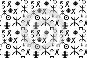 Seamless berber alphabet pattern, signs elements, vector illustration