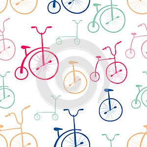 Seamless bicycles pattern. Bikes.