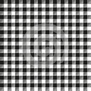 Seamless Black Checkered Fabric Pattern Background Texture