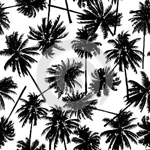 Seamless black coconut trees pattern for fashion textile, plant