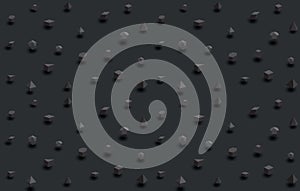 Seamless black and dark gray background with volumetric geometrical shapes