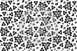 Seamless black floral pattern on white background abstract silhouettes of flowers and leaves, vector illustration for design