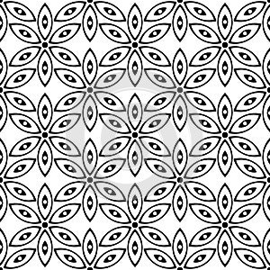 Seamless Black Flowers Decorative Repeated Design Fabric Textile Tile Useable Pattern On White Background