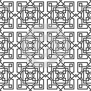 Seamless black geometric pattern, Islamic, Celtic art legacy