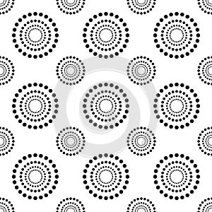 Seamless Black Geometrical Circles Rounded Repeated Pattern Interior And Clothing Useful Pattern On White Background
