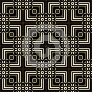 Seamless black and gold art deco geometric outline pattern vector