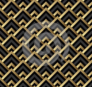 Seamless black and gold square art deco pattern
