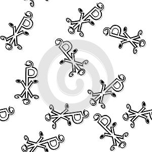 Seamless black labarum pattern on white