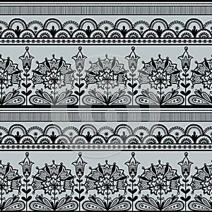 Seamless Black Lace Pattern.