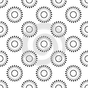 Seamless Black Mandala Style Round Flower Pattern Repeated Design
