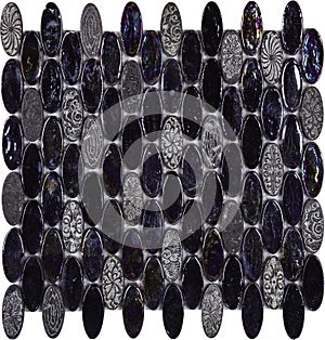 Seamless black oval luxury glass Mosaic pattern
