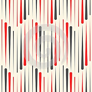 Seamless Black and Red Stripe Pattern. Abstract Vertical Line Ba