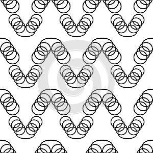 Seamless Black Wavey Spring Shaping Pattern Repeated Clothing Pattern Uses On White Background