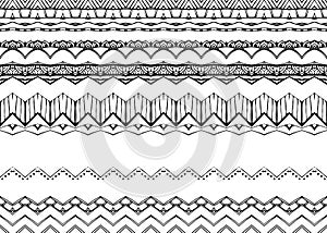 Seamless black and white border with decorative zigzag ornament