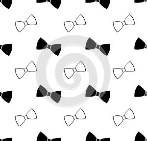Seamless black and white bow tie pattern