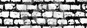 Seamless black white brick wall pattern background