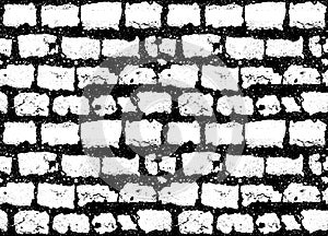 Seamless black white brick wall pattern background