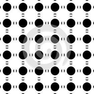 Seamless Black And White Circles With Small Elements Pattern Repeated Design