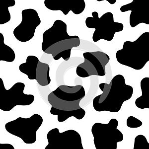seamless black and white cow pattern vector. Cow print.