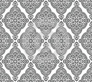 Seamless black and white damask pattern
