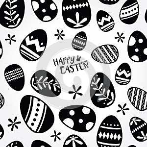 Seamless black and white Easter eggs