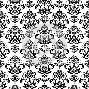 Seamless black and white floral wallpaper pattern