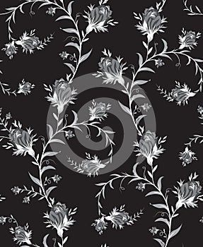 Seamless black and white flower pattern