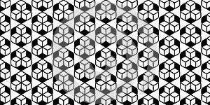 Seamless Black and White Geometric Cube Pattern Background
