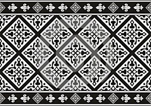 Seamless black-and-white gothic floral texture