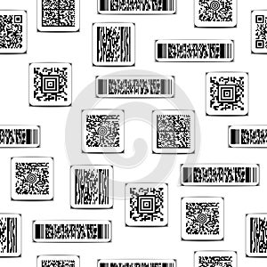 Seamless black and white pattern with barcodes