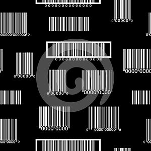 Seamless black and white pattern with barcodes