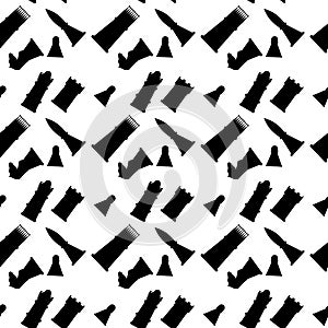 Seamless black white pattern chess figures