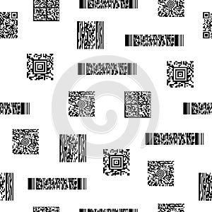Seamless black and white pattern with barcodes
