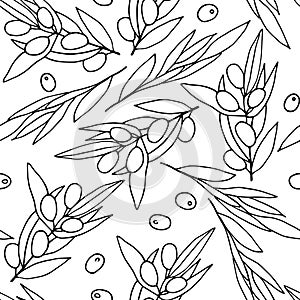 Seamless black and white pattern Olives