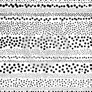 Seamless black and white pattern. Polka dot print for textiles. Horizontal black lines on a white background. Vector illustration