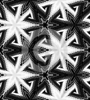Seamless Black and White Spirals Pattern of Rectangles.
