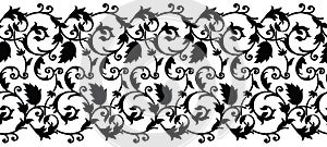 Seamless black and white swirly border