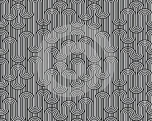 Seamless black and white wavy lines