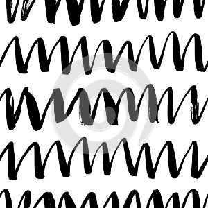 Seamless black and white zig zag vector pattern.