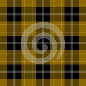 Seamless black, yellow tartan with white stripes