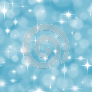 Seamless blue background with boke and stars