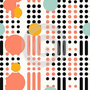 seamless blue and black and white pattern background with polka dot and horizontal line