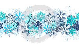 Seamless blue border with snowflakes