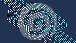 Seamless Blue Circuit Board. Digital Electronics Pattern Vector, vector design Generative AI