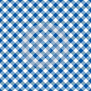 Seamless Blue Diagonal Checkered Fabric Pattern Background Texture